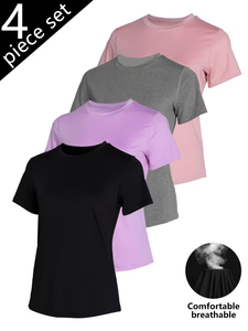 <b>Women's</b> Summer Yoga & Running <b>T</b>-<b>Shirts</b> Breathable Quick-Dry Short Sleeve Crew Neck Solid Color Stretchy Blend Perfect Bangladesh - Product Image 2