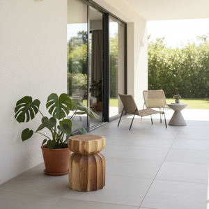 เก้าอี้ไม้สักธรรมชาติลายไม้แบบริบบิ้น งานแฮนด์เมดทันสมัย โต๊ะข้างไม้เนื้อแข็ง สำหรับโรงแรม ห้องนอน ทางเข้าบ้าน บูติก คาเฟ่ ร้านค้า - Product Image 5