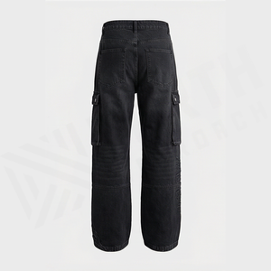 Pantalones Vaqueros Cargo de Cintura Alta para Hombre, Corte Holgado, Estilo Utilitario Desgastado, Pierna Recta de Algodón, Pantalones de Otoño - Product Image 2