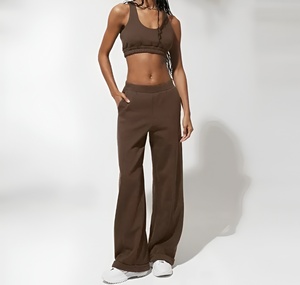 Pantalon de jogging décontracté pour femme, coupe ample, taille haute, jambe large, style streetwear, avec poches - Product Image 2