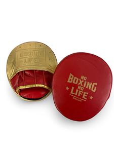 Guantes de MMA Personalizados de Alta Calidad, Sin Boxeo No Hay Vida, Guantes de Entrenamiento de Cuero Genuino de Precisión, Almohadillas de Enfoque - Rojo/Dorado - Product Image 4