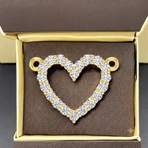 Collar con Colgante de Corazón Abierto, Diseño Clásico, Diamante Cultivado en Laboratorio, Oro Real de 10K, Joyería Fina de Lujo, Hecho a Mano, para Mujer - Product Image 3