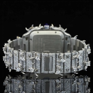 Reloj de Lujo de Alta Calidad con Diseño de Espinas, Esfera Romana Completamente Adornada, Estilo Hip Hop, Caja de Acero Inoxidable de Dos Tonos, Corona Metálica - Product Image 3