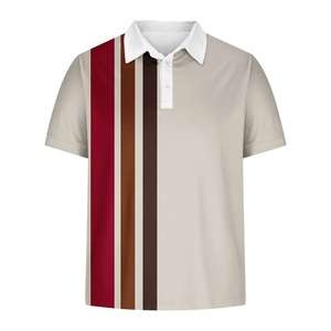 T-shirt d'été décontracté à manches courtes en maille respirante pour homme avec col boutonné et impression personnalisée - Product Image 3