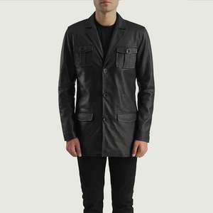 Best Quality Genuine Leather Men's Traditional <b>Jacket</b> with Stand Collar Winter Ready Tanned Leather - Product Image 2