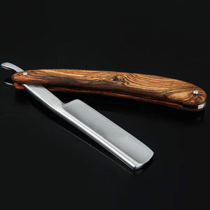 Premium Straight <b>Edge</b> Barber Razor Wooden Handle Shaving Razors with Customized Logo - Product Image 2