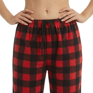 Pantalon de pyjama en laine tartan pour femme, doux et chaud, avec cordon de serrage, taille élastique, vêtements de nuit avec poches - Product Image 5