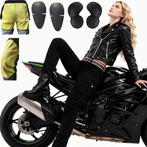 Motorcycle Leather Cordura Riding Pants with CE Removable <b>Knee</b> & Hip <b>Protectors</b> | Waterproof Biker Trousers | Hike Impex - Product Image 5