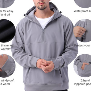Sudadera con capucha de media cremallera para hombre, con bloques de color, de forro polar, estilo casual urbano, cálida para invierno, proveedor de fábrica OEM al por mayor - Product Image 3