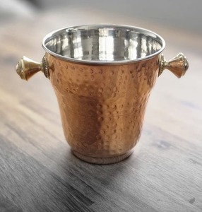 Timeless Gold Hammered Design Ice Tubs For Bars Events And Home <b>Serving</b> Elegant Beverage Cooling Bucket For Guests Entertaining - Product Image 1