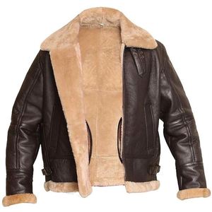Chaqueta Bomber de Cuero Premium Marrón para Hombre con Forro de Piel Sintética, Cierre de Cremallera, Cuello Camisero, Estilo Motociclista de Invierno con Calidez Extra - Product Image 5