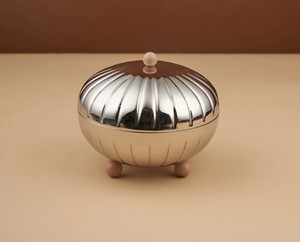 Stainless Steel Disposable Modern Luxury Date <b>Bowl</b> <b>Lid</b> Polished Finish Oriental Design Serving Dry Fruits Wedding Gifting Use - Product Image 4