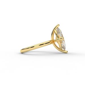 Anillo Clásico con Diamante Cultivado en Laboratorio en Forma de Marquesa, Banda Lisa, Oro Rosa/Amarillo/Blanco de 9 Quilates - Product Image 4