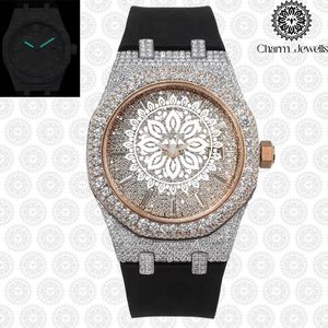 Reloj de Cristal para Mujer Charm Jewells, Analógico de Cuarzo, Caja de Acero Inoxidable, Correa de Silicona, Esfera Poligonal de 38 mm, Estilo Lujoso y Moderno - Product Image 3