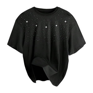เสื้อยืดผู้ชายขายส่ง ประดับคริสตัลลายกราฟิก พรีเมียม ผ้าคอตตอนหนานุ่ม สไตล์สตรีทแวร์ลำลอง - Product Image 1