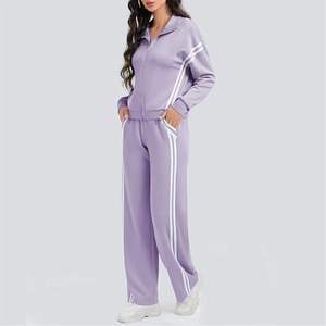 Ensemble de survêtement de luxe en velours avec sweat à capuche et pantalon de jogging, respirant, en polyester et coton, coupe ajustée, mode hiver, fabricant OEM sur mesure - Product Image 3