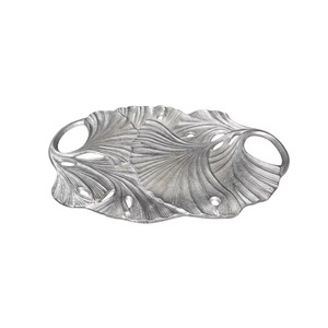 Bandeja Decorativa Rectangular Bañada en Oro con Diseño Floral Estilo Art Deco, Paquete Individual, en Oferta - Product Image 2