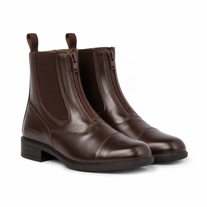 Botas de equitación de cuero PU antideslizantes con cremallera, para senderismo, deportivas de lujo para exteriores, personalizables, de color sólido. - Product Image 3