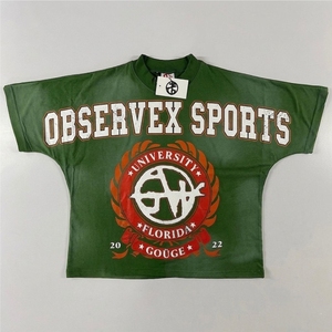 T-shirts basiques à col rond et manches courtes pour hommes, surdimensionnés, avec logo personnalisé imprimé, effet vintage, légers et usés - Product Image 2