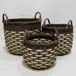 Handcrafted Rattan Storage <b>Baskets</b> Oval With Handles Rustic Multi-Purpose For Living Room Neatening - Product Image 4