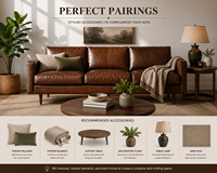 Modernes Quadratisches Minimalistisches Holzrahmen 3-Sitzer-Sofa Premium Echtleder Schul- Park- Keller-Ledersofa