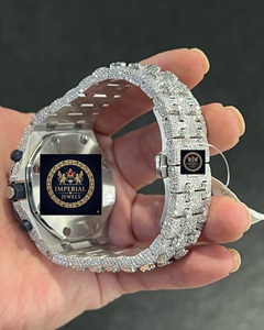Montre automatique mécanique de luxe Imperail Jewels en acier inoxydable, entièrement sertie de moissanite, cadran en verre, aiguilles, style Hip Hop - Product Image 2