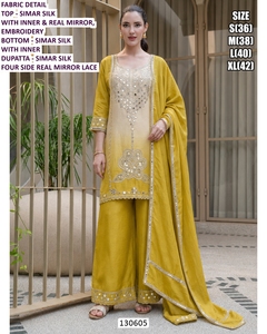 Regal Yellow Traditional Party Floor-Length Embroidered Women's <b>Kurti</b> - Product Image 1