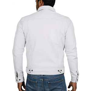 Veste en cuir noire pour homme avec fermeture éclair et poches poitrine - Product Image 4