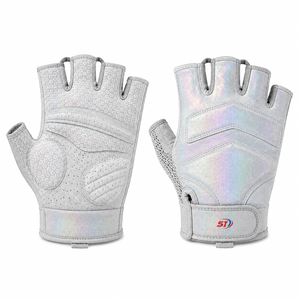 Half Finger Cycling Gloves Holographic Sheen Non-Slip Gel Pad Microfiber Hook Loop Closure Unisex Summer Wholesale OEM Custom - Product Image 1