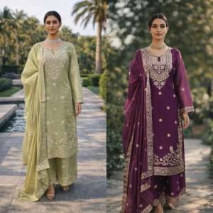 Ensemble Sharara indien pakistanais, best-seller, dernier cri, magnifique, design élégant, tissu soie, tenue ethnique de fête, mariage, vêtements traditionnels pour occasions spéciales - Product Image 6