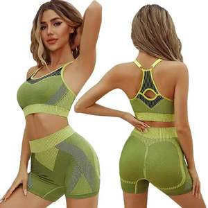 Conjunto de gimnasio de dos piezas con sujetador de espalda cruzada y shorts levanta glúteos para mujer, transpirable, para entrenamiento, fitness, yoga y natación - Product Image 3