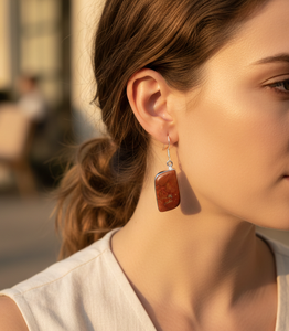 Pendientes de Plata de Ley 925 con Forma de Cometa de Jaspe Norena Natural, Chapados en Oro Rosa y Oro Amarillo, Joyería Minimalista de Lujo para Mujer - Product Image 2