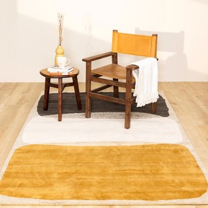 Handmade Modern Neutral Beige Wool Rug Minimalist Style Washable for Home Hotel Bedroom Picnics-Circular Tufted - Product Image 1