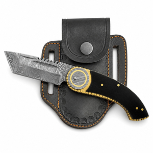 Cuchillo de Bolsillo Burraq OEM Hecho a Mano de Acero de Damasco de Grado Industrial, Hoja de 8 Pulgadas con Punta Caída, 0.45mm de Grosor, Mango de Resina y Cobre - Product Image 4