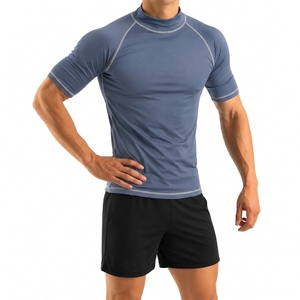 Wholesale <b>Men's</b> <b>Compression</b> Rash Guard <b>Shirt</b> UPF50+ Half Sleeve Polyester/Nylon Sublimated Printed 120g Custom Sportswear OEM - Product Image 4