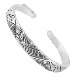 925 Sterling <b>Silver</b> Geometric Engraved Charm <b>Bracelet</b> Tribal Pattern Open Kada Gift & Party Jewelry - Product Image 4