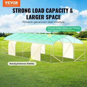 Porta con cerniera per Tunnel in acciaio zincato da 29,5x9,8x6,6 piedi 12 finestre con coperchio in PE verde avvolgitore per esterno caldo - Product Image 2