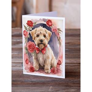 Wheaten Terrier Valentine Roses A7 <b>Greeting</b> <b>Cards</b> Pack of 8 Blank <b>Note</b> <b>Cards</b> with Envelopes Whimsical 5x7 Size - Product Image 2