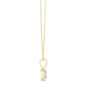 Colgante de Oro Amarillo de 14K con Esmeralda de Lujo y Diamante Cultivado en Laboratorio con Corte Redondo y Halo para Mujer, Chapado en Oro Rosa - Product Image 5