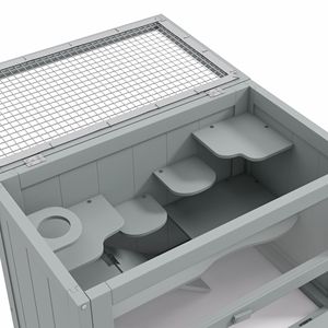 Cage à hamster grise à 2 niveaux avec porte supérieure ouvrable, échelle et étagère - Maison pour animaux de compagnie - Product Image 6