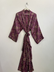 Vintage Silk <b>Satin</b> Soft Machine-Washable Kimono <b>Robe</b> Long Boho Duster Jacket for <b>Women</b> - Product Image 3