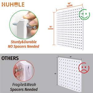 HUHOLE - Juego de 4 Organizadores de Pared de Hierro con Panel Perforado, Color Negro, Multifuncionales, Forma Rectangular, para Oficina - Product Image 4