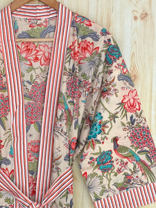 Bata Kimono con Estampado de Dibujos Animados para Mujer, Suave y Transpirable, de Algodón Tejido, Camisón de Verano Hecho a Mano, ODM, Cuello en V, Cintura Elástica - Product Image 4