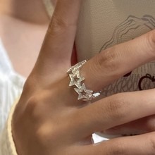 Bague en argent sterling S925, style coréen, design de niche, étoile à cinq branches Siaman, style coréen, simple, rétro - Product Image 4