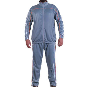 Survêtement gris pour homme avec fermeture éclair intégrale, col montant, poches latérales, respirant, style sportif décontracté, coupe classique, saison automne - Product Image 1