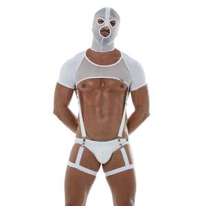Masque intégral en maille blanche pour homme, style fetish, design sexy, pour clubbing - Product Image 5