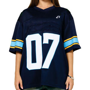 Camiseta Deportiva Unisex Estilo Streetwear de Fútbol Americano Azul y Negra, Holgada, Transpirable, de Poliéster, para Entrenamiento de Equipo, Personalizable, Estilo USA - Product Image 6