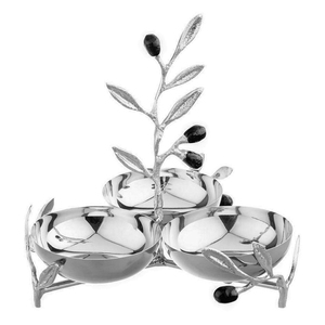 Bol de service en métal au design floral 3 en 1 Branches à feuilles de qualité supérieure à usage intensif Vaisselle design Centre de table - Product Image 1