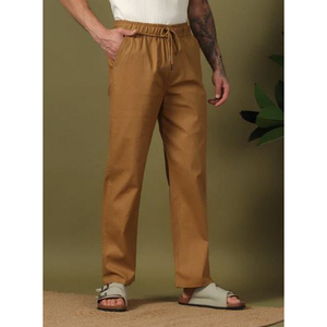 Super Quality Men Lightweight Smart Casual Straight Low <b>Elastic</b> Cotton Blended <b>Trousers</b> <b>Elastic</b> <b>Waist</b> Quick Dry Modern Office - Product Image 1