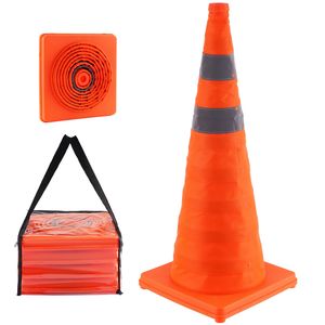 Paquete de 4 Conos de Seguridad Reflectantes de 28 Pulgadas, Diseño Plegable, Base Ancha, Bolsa de Almacenamiento para Señalización de Tráfico - Product Image 1